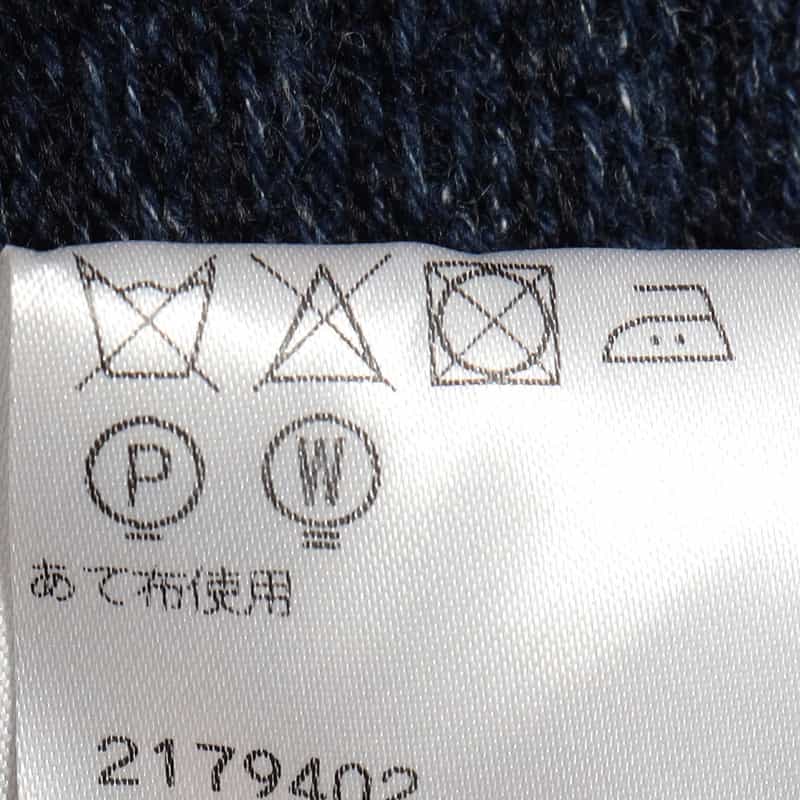 BARNEYS NEW YORK ジャカード千鳥柄ボタンニットプルオーバー NAVY