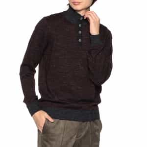 ジャカード千鳥柄ボタンニットプルオーバー