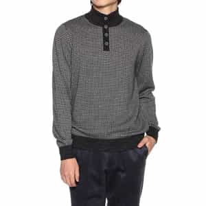 ジャカード千鳥柄ボタンニットプルオーバー