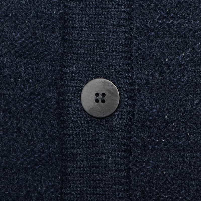 BARNEYS NEW YORK ジャカードスタンカラーニットカーディガン NAVY