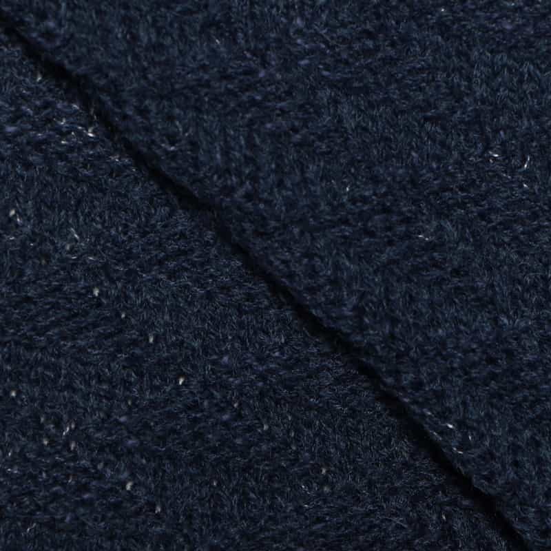 BARNEYS NEW YORK ジャカードスタンカラーニットカーディガン NAVY