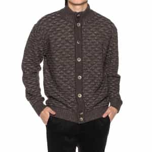 ジャカードスタンカラーニットカーディガン