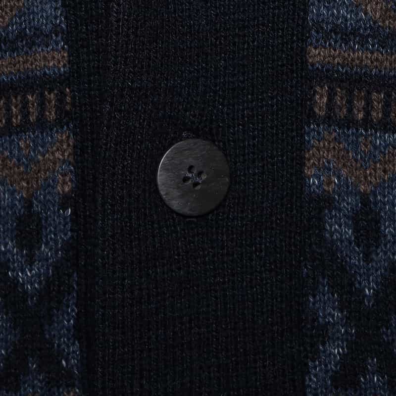 BARNEYS NEW YORK フェアアイル柄ショールカラーカーディガン NAVY
