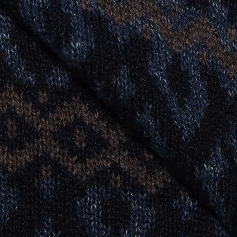 BARNEYS NEW YORK フェアアイル柄ショールカラーカーディガン NAVY