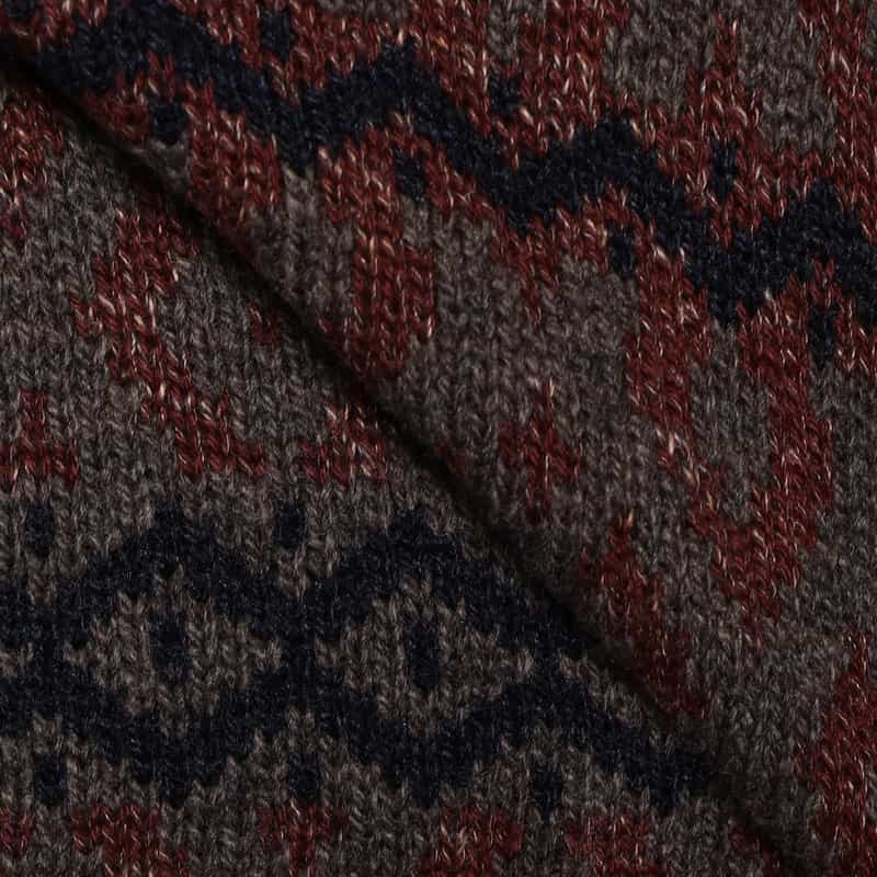 BARNEYS NEW YORK フェアアイル柄ショールカラーカーディガン GRAY