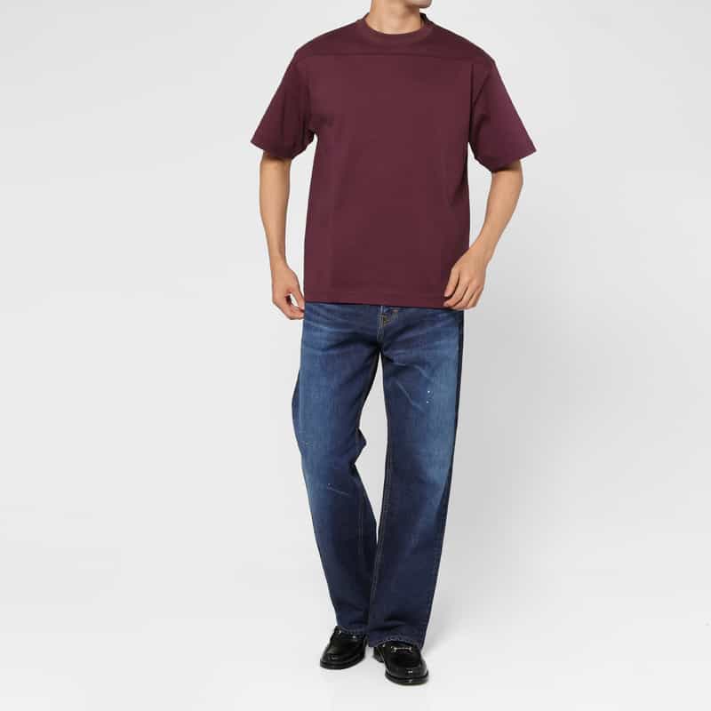 BARNEYS NEW YORK ジャージー素材オーバーフィットフットボールTシャツ PURPLE