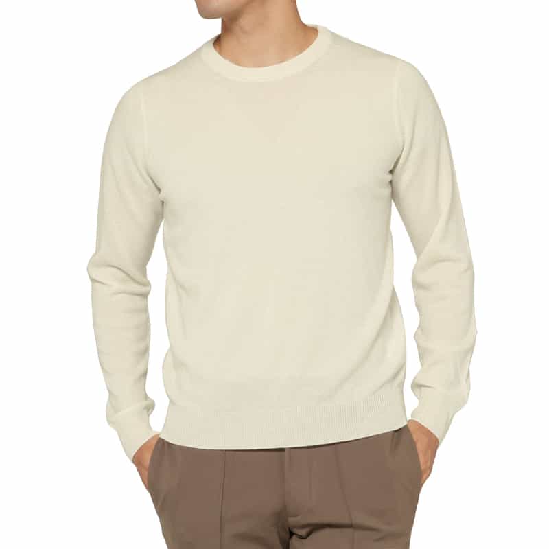 BARNEYS NEW YORK カシミヤ100％クルーネックニットプルオーバー WHITE