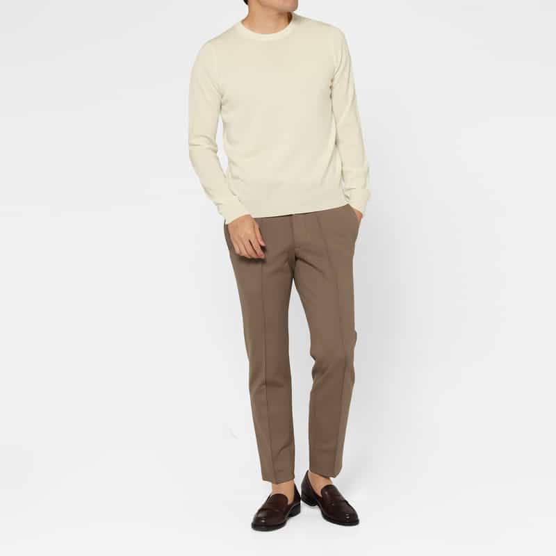 BARNEYS NEW YORK カシミヤ100％クルーネックニットプルオーバー WHITE