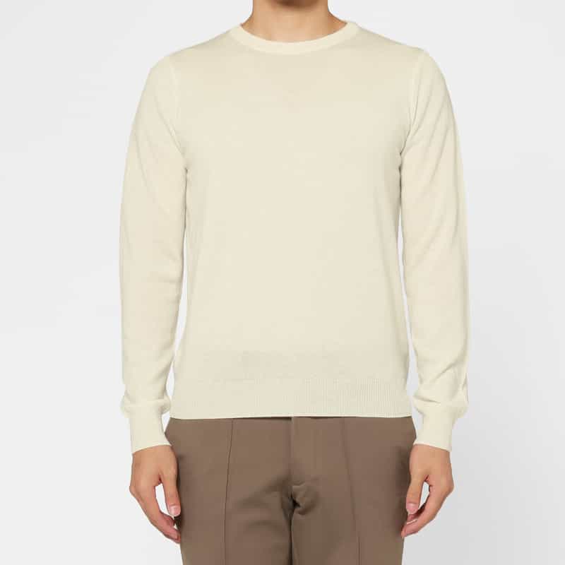 BARNEYS NEW YORK カシミヤ100％クルーネックニットプルオーバー WHITE