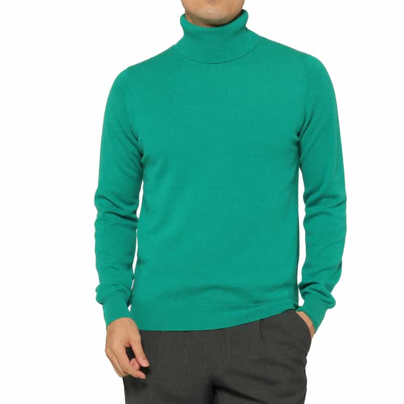 BARNEYS NEW YORK カシミヤ100％タートルネックニットプルオーバー GREEN