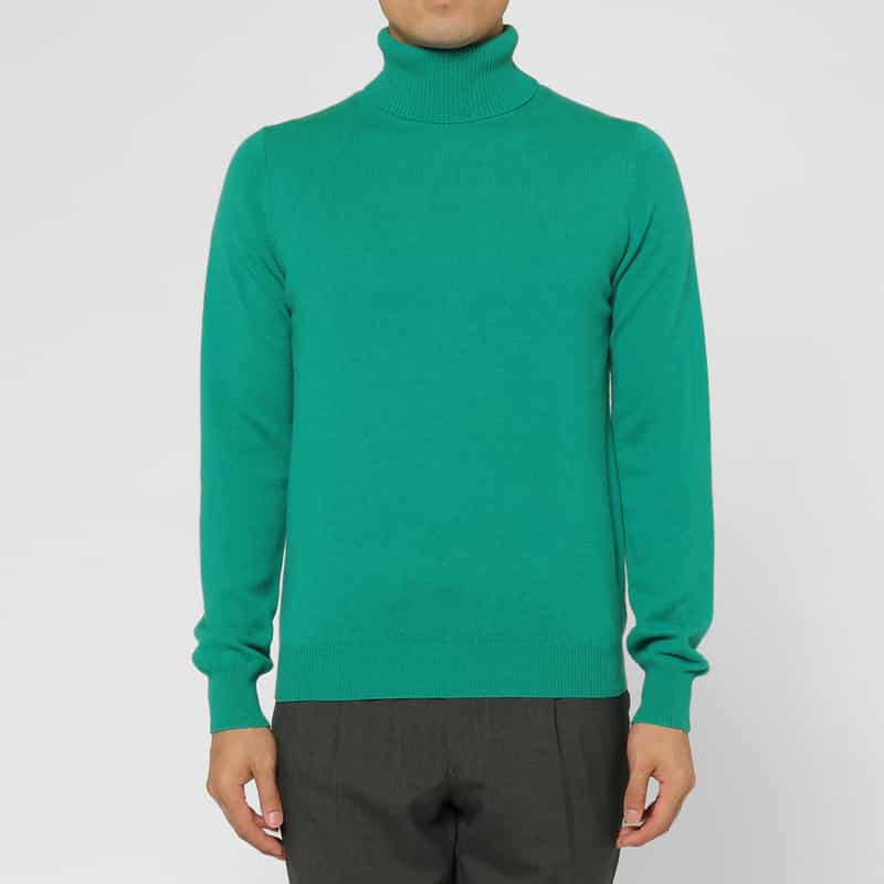 BARNEYS NEW YORK カシミヤ100％タートルネックニットプルオーバー GREEN