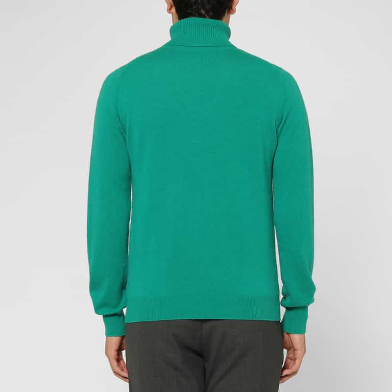 BARNEYS NEW YORK カシミヤ100％タートルネックニットプルオーバー GREEN