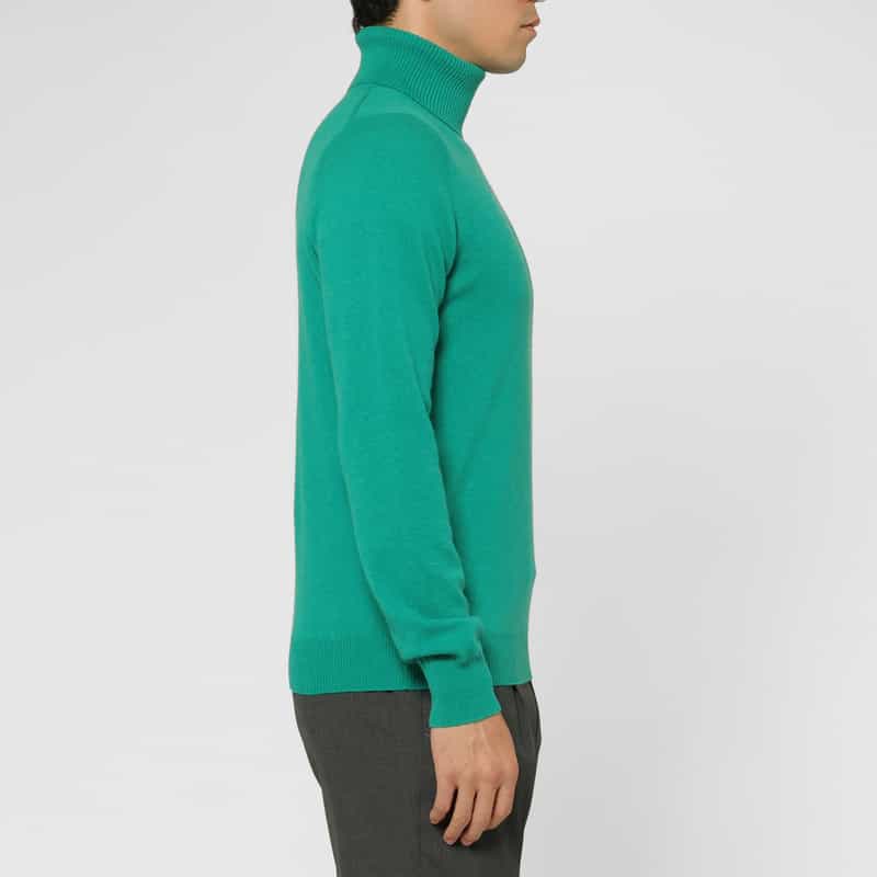 BARNEYS NEW YORK カシミヤ100％タートルネックニットプルオーバー GREEN