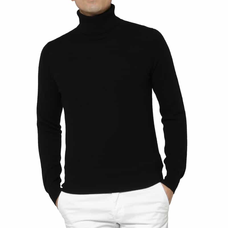 BARNEYS NEW YORK カシミヤ100％タートルネックニットプルオーバー BLACK