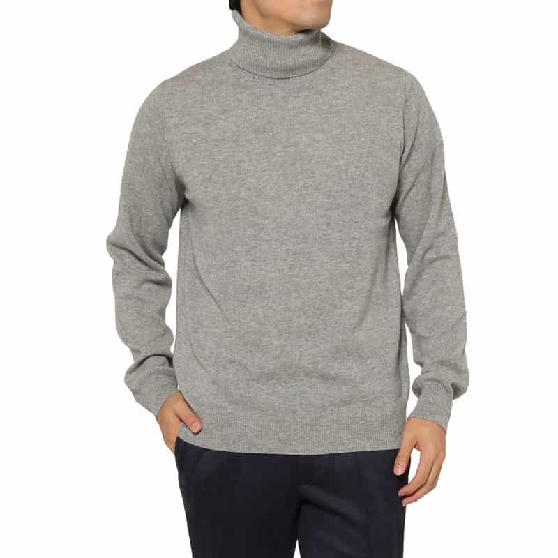 BARNEYS NEW YORK カシミヤ100％タートルネックニットプルオーバー LIGHT GRAY