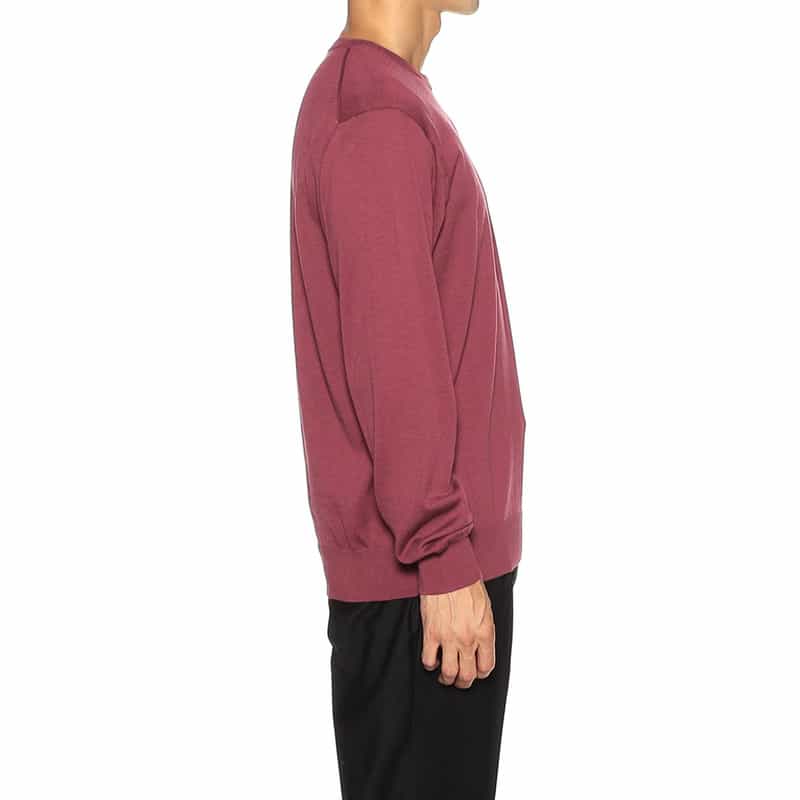 BARNEYS NEW YORK 海島綿クルーネックニットプルオーバー WINE