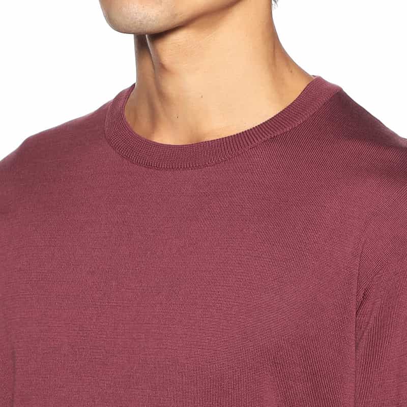 BARNEYS NEW YORK 海島綿クルーネックニットプルオーバー WINE