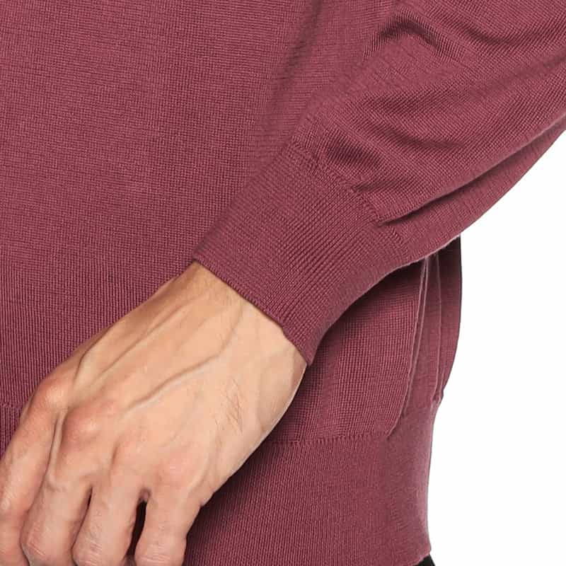 BARNEYS NEW YORK 海島綿クルーネックニットプルオーバー WINE