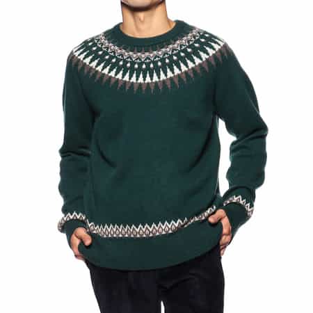 ノルディック柄カシミヤクルーネックニットプルオーバー