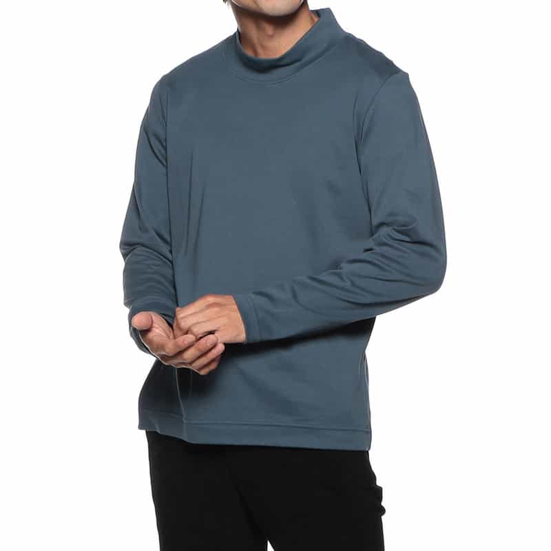 BARNEYS NEW YORK モックネックロングスリーブTシャツ BLUE