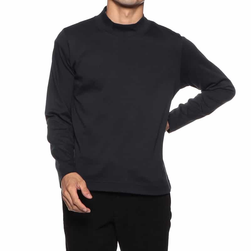 BARNEYS NEW YORK モックネックロングスリーブTシャツ NAVY