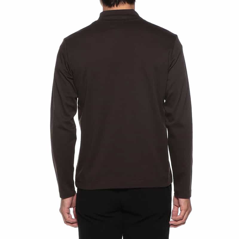 BARNEYS NEW YORK モックネックロングスリーブTシャツ BROWN