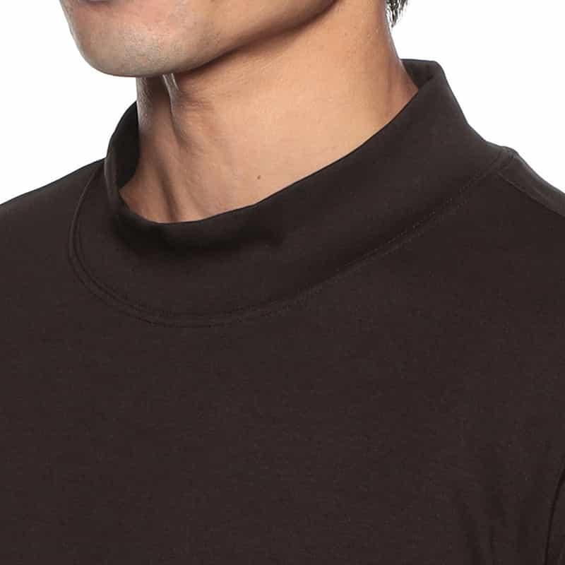 BARNEYS NEW YORK モックネックロングスリーブTシャツ BROWN
