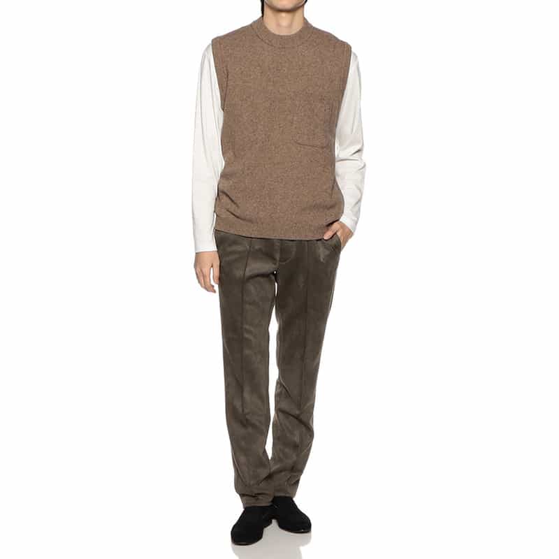 BARNEYS NEW YORK ウールナイロンニットベスト BROWN