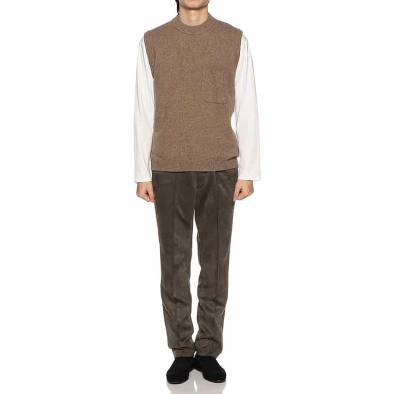 BARNEYS NEW YORK ウールナイロンニットベスト BROWN