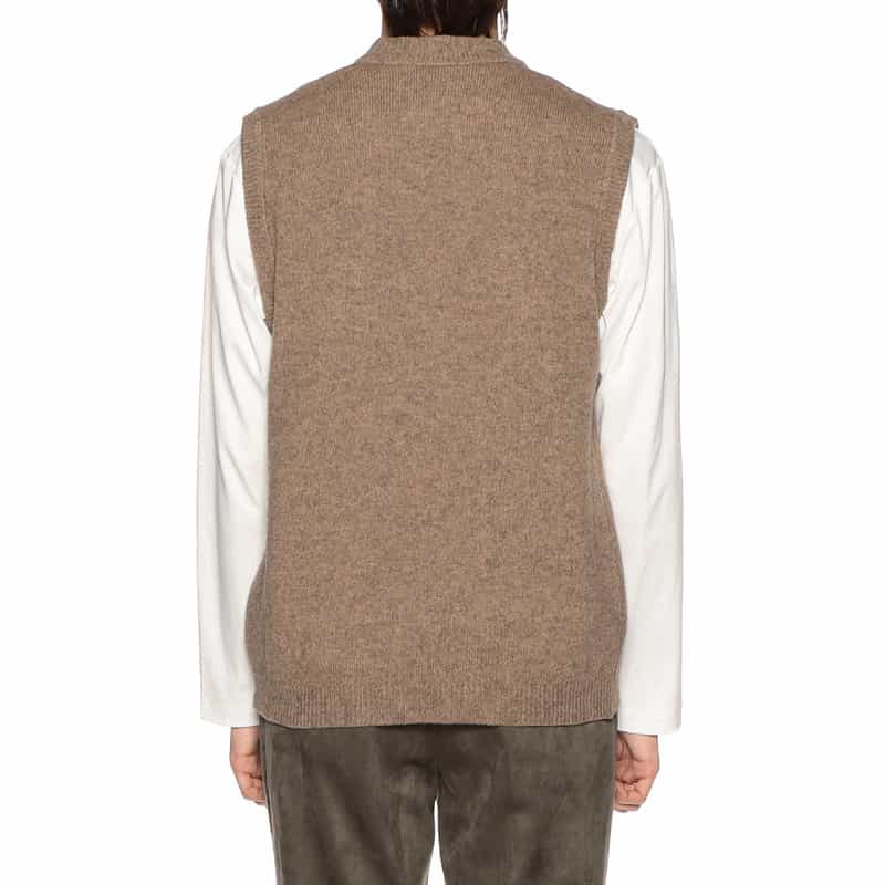 BARNEYS NEW YORK ウールナイロンニットベスト BROWN