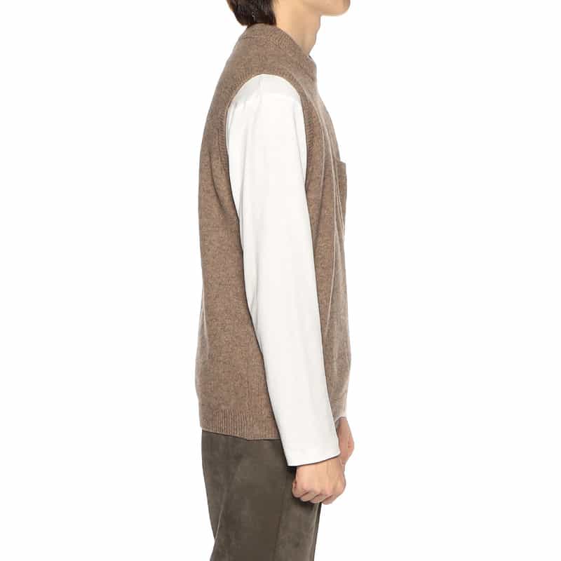 BARNEYS NEW YORK ウールナイロンニットベスト BROWN