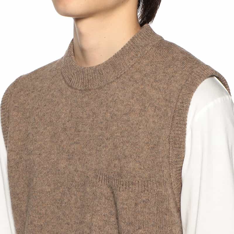 BARNEYS NEW YORK ウールナイロンニットベスト BROWN