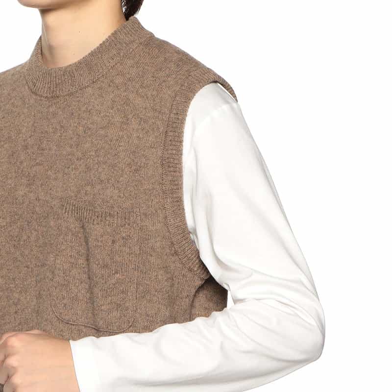 BARNEYS NEW YORK ウールナイロンニットベスト BROWN