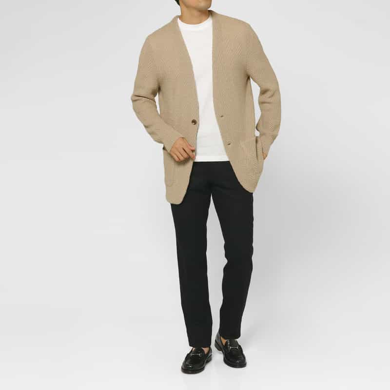 BARNEYS NEW YORK ウールフランネル素材イージーパンツ NAVY