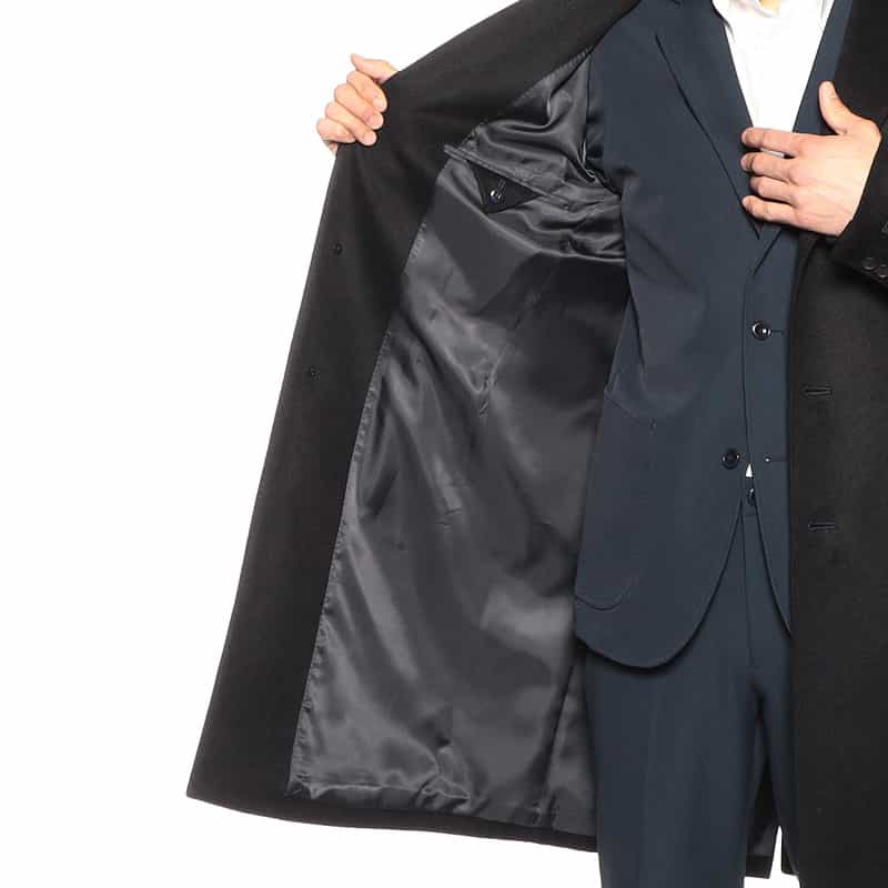 BARNEYS NEW YORK カシミヤチェスターコート NAVY