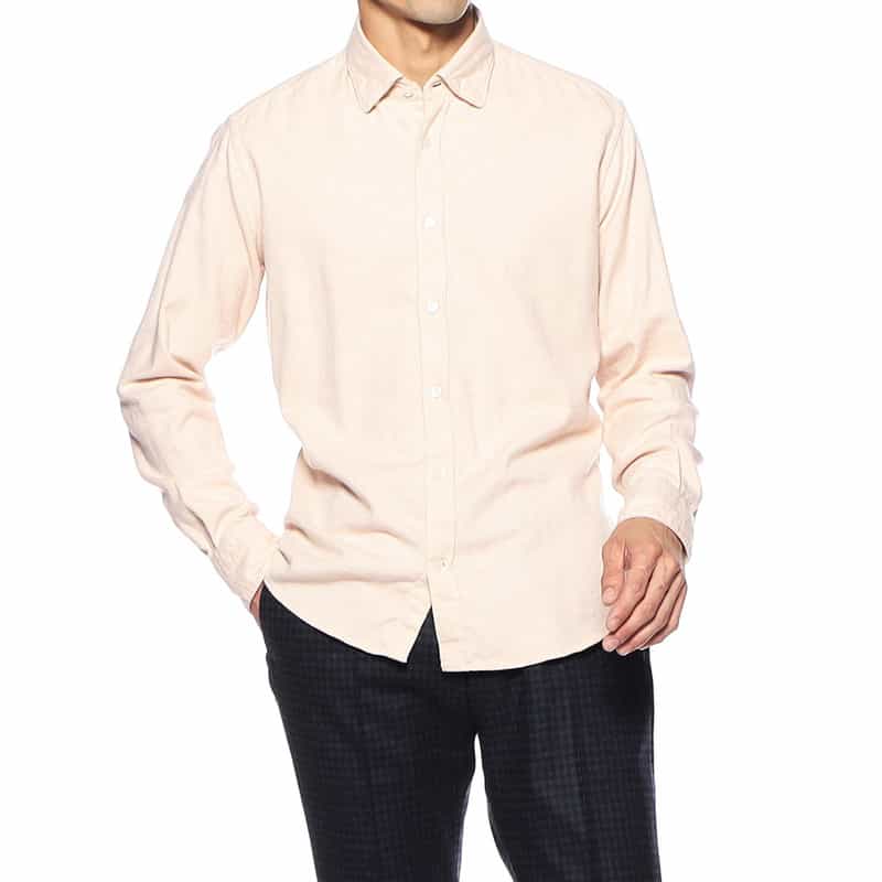 OSVALDO TRUCCHI ヘリンボーン柄フランネルシャツ “START“ BEIGE