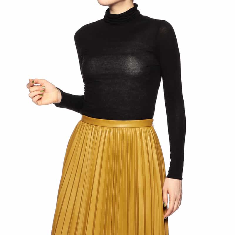 BARNEYS NEW YORK ウォッシャブルタートルネックシアーニットプルオーバー BLACK