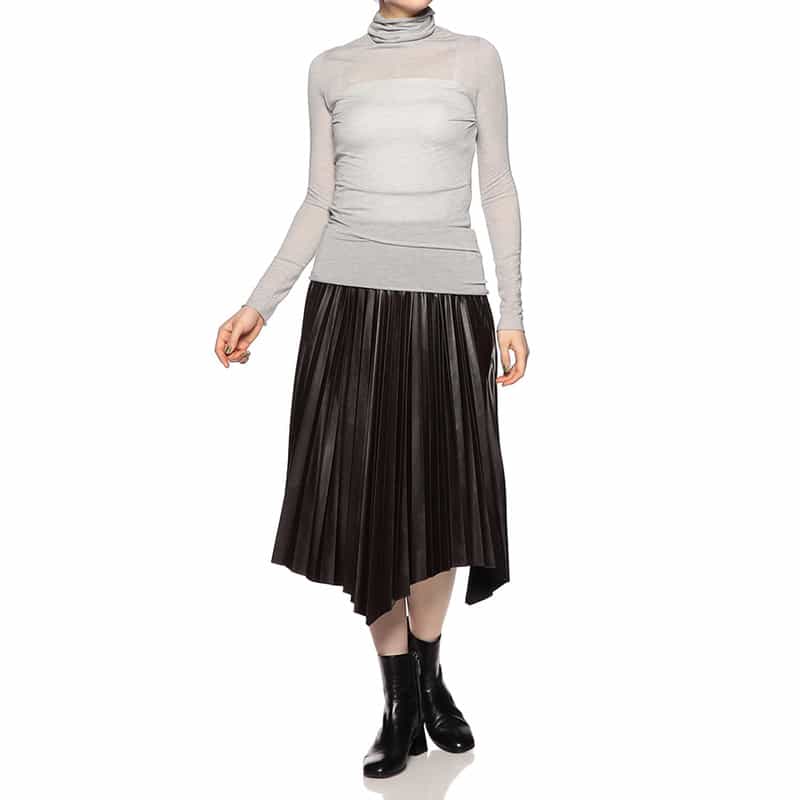 BARNEYS NEW YORK ウォッシャブルタートルネックシアーニットプルオーバー GRAY