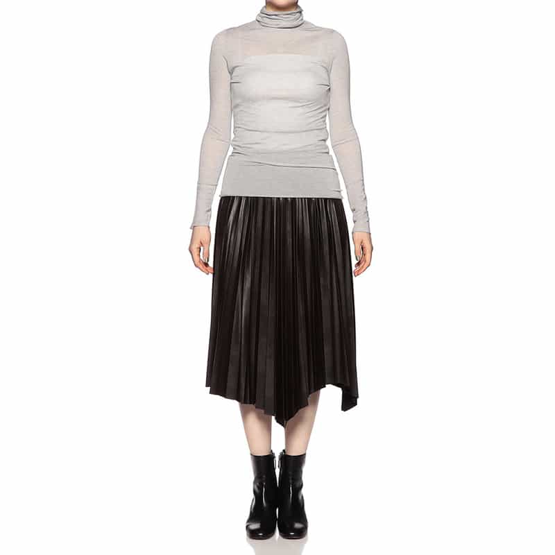 BARNEYS NEW YORK ウォッシャブルタートルネックシアーニットプルオーバー GRAY