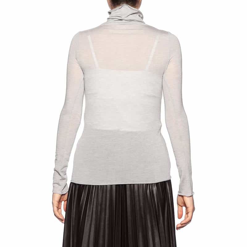 BARNEYS NEW YORK ウォッシャブルタートルネックシアーニットプルオーバー GRAY