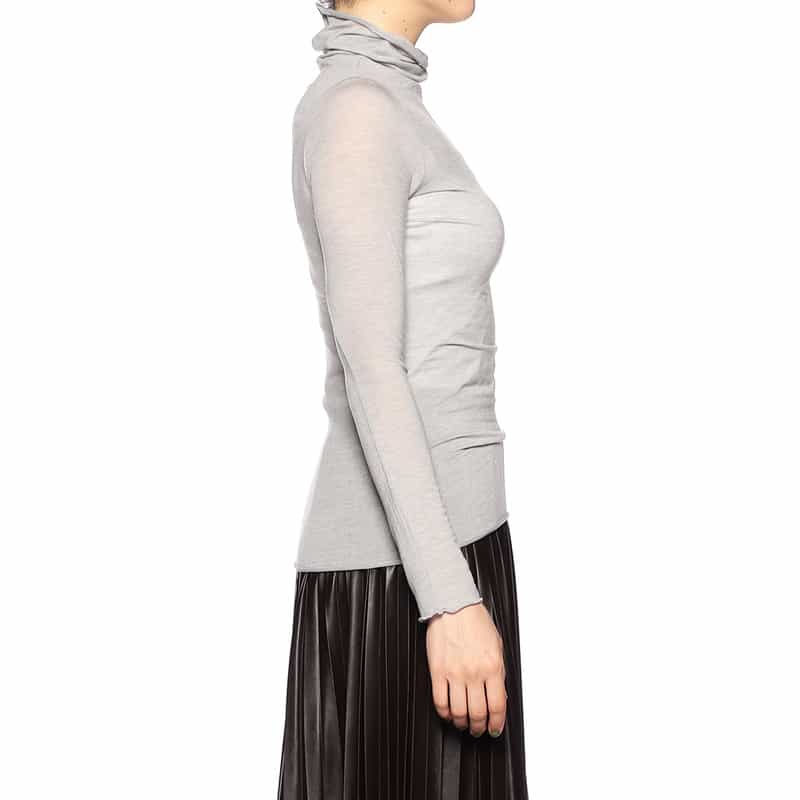 BARNEYS NEW YORK ウォッシャブルタートルネックシアーニットプルオーバー GRAY