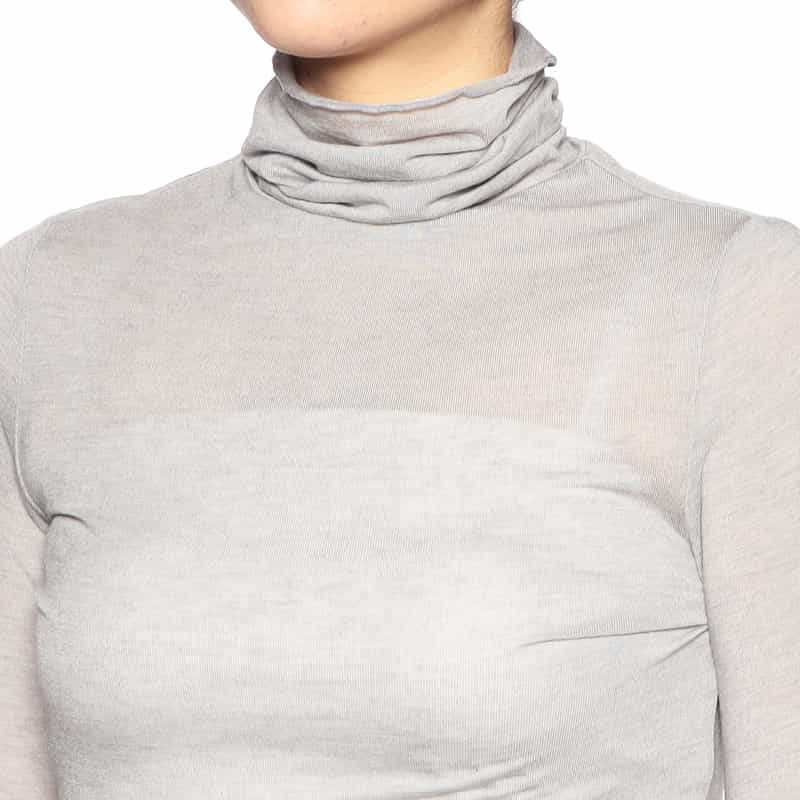 BARNEYS NEW YORK ウォッシャブルタートルネックシアーニットプルオーバー GRAY