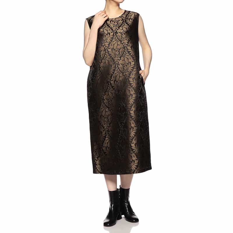 BARNEYS NEW YORK ジャカードコクーンドレス BLACK