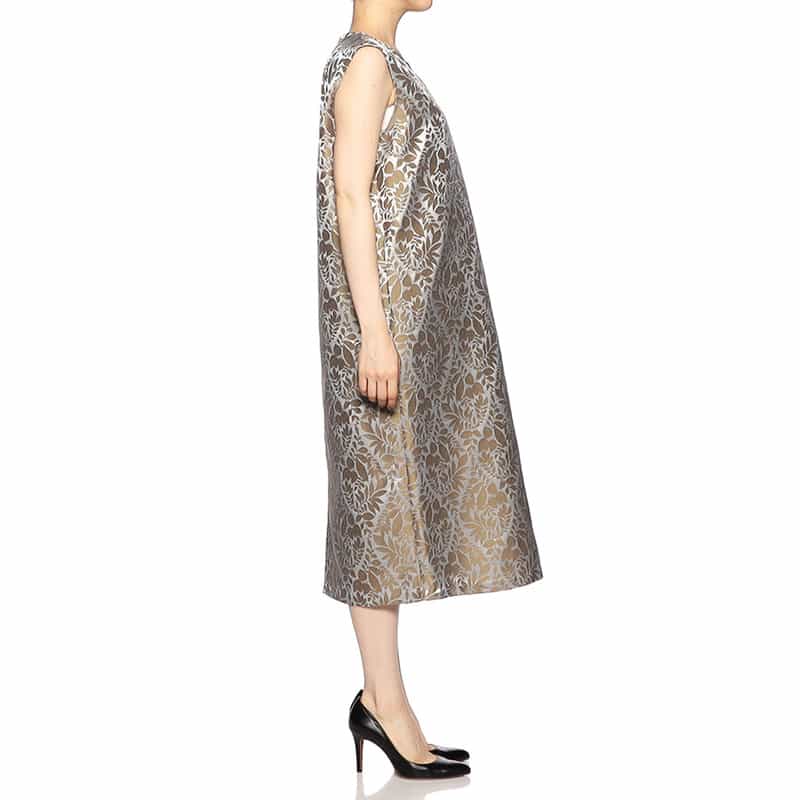 BARNEYS NEW YORK ジャカードコクーンドレス SILVER