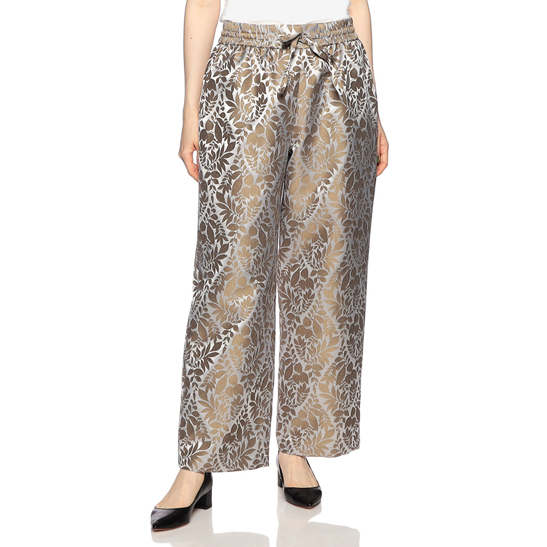 ジャカードドローストリングワイドパンツ