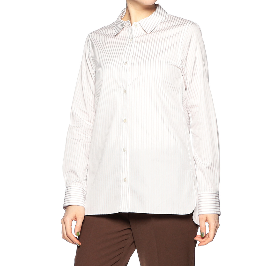 ウォッシャブルドビーストライプ柄シャツ