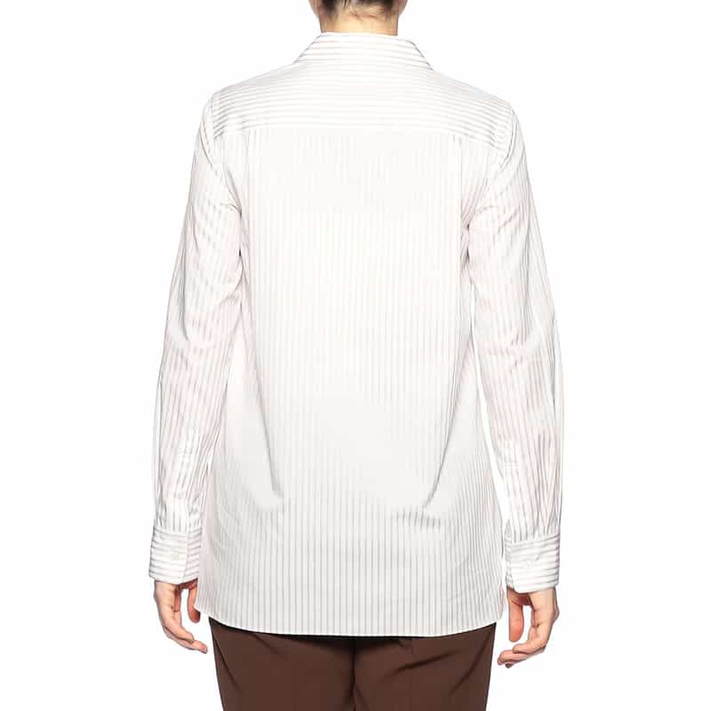 BARNEYS NEW YORK ウォッシャブルドビーストライプ柄シャツ BEIGE