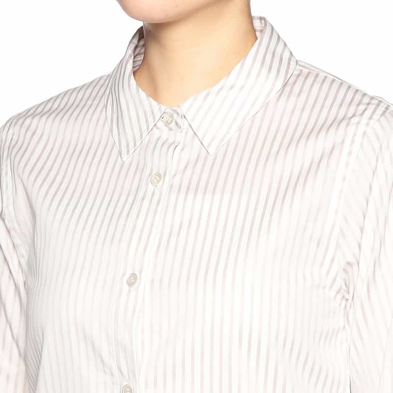 BARNEYS NEW YORK ウォッシャブルドビーストライプ柄シャツ BEIGE