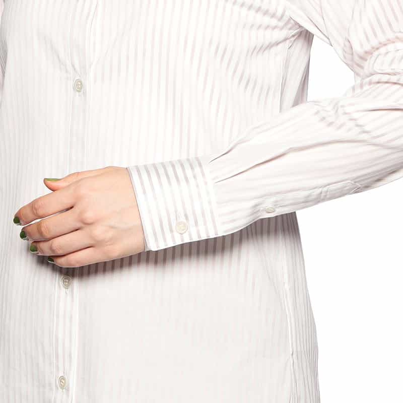 BARNEYS NEW YORK ウォッシャブルドビーストライプ柄シャツ BEIGE