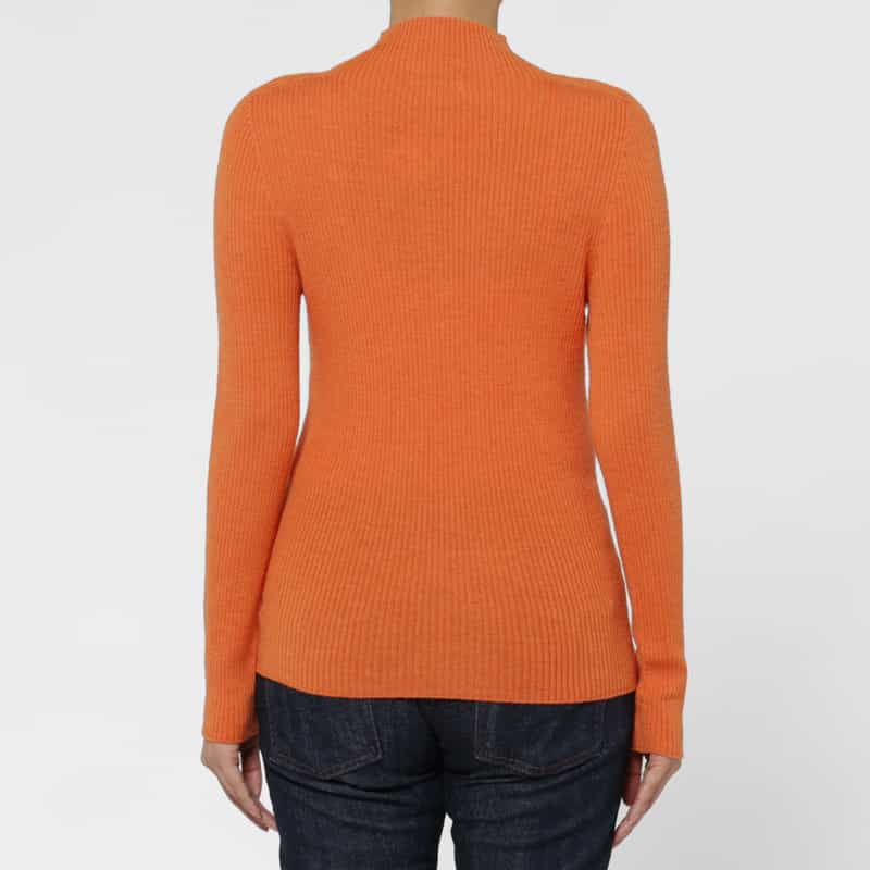 BARNEYS NEW YORK ウール素材 モックネック リブニットプルオーバー ORANGE